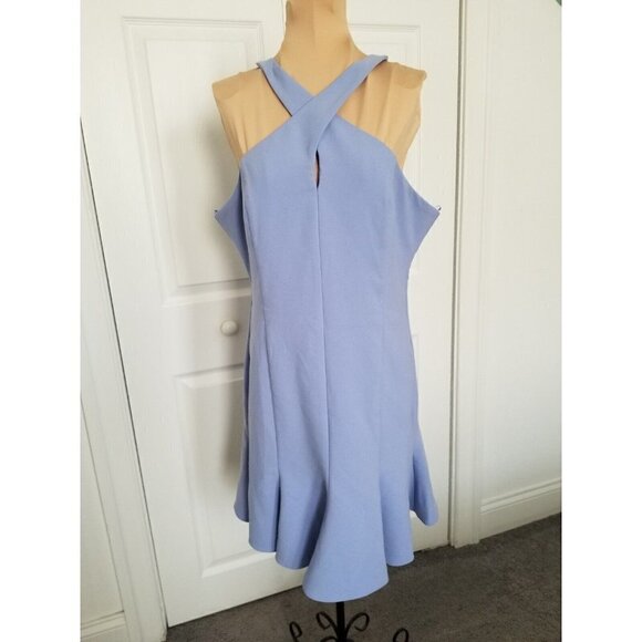 LIKELY Womens Halter Style Flared Carolyn Dress Periwinkle Blue Crepe Size 12 - Picture 4 of 16